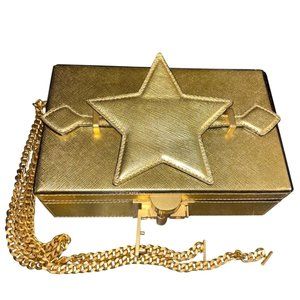 Oscar Alibi Lamé Leather Box Clutch shoulder bag